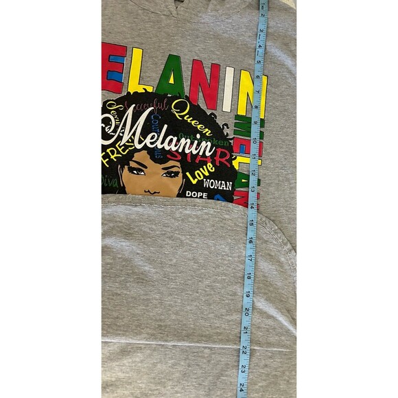 On Fire Melanin Women's Gray Short Sleeve Shirt 1X with Hood Queen Beautiful - Picture 7 of 10